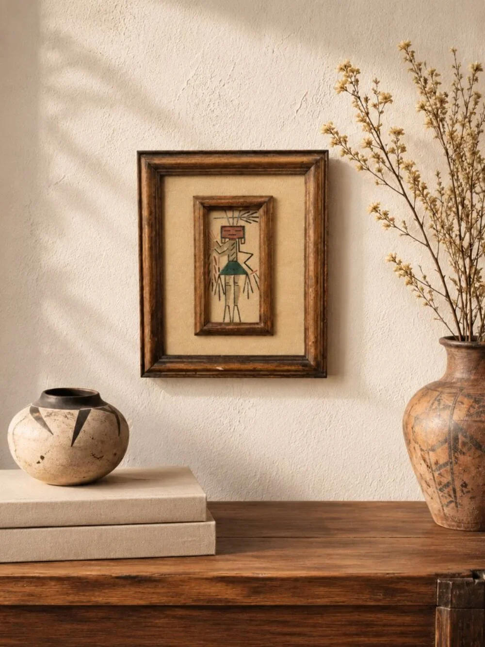 Vintage “Seed Blessing” Sand Art, Navajo Creation Story Theme, Signed E. Allen